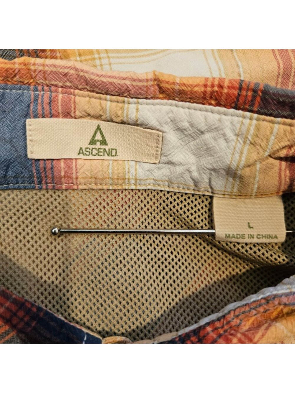 Ascend Plaid Short Sleeve Button Shirt Vented Mens L Breathable office outdoor - Picture 10 of 14